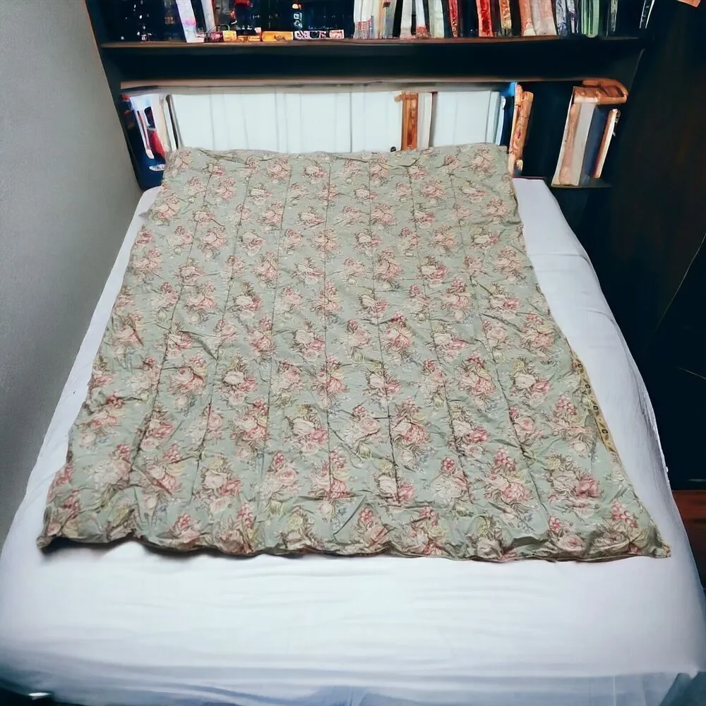Ralph Lauren Twin Comforter Bedding Charlotte Sage Green Floral Flowers VTG RARE